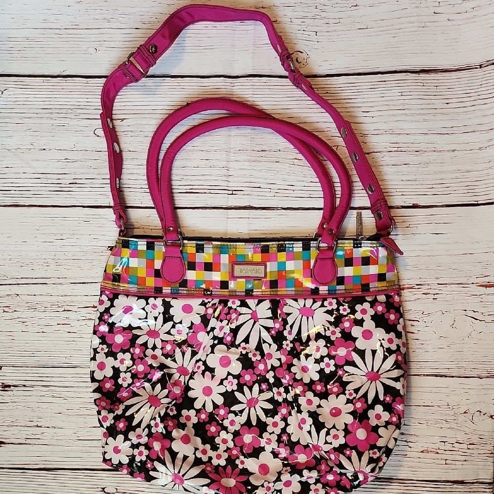 Vibrant Pink Floral Shoulder Bag - Picture 2 of 3
